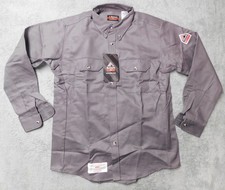 Bulwark FR Shirt Men's Large Reg Gray Fire Resistant Arc Rating 8.6 Long Sleeve