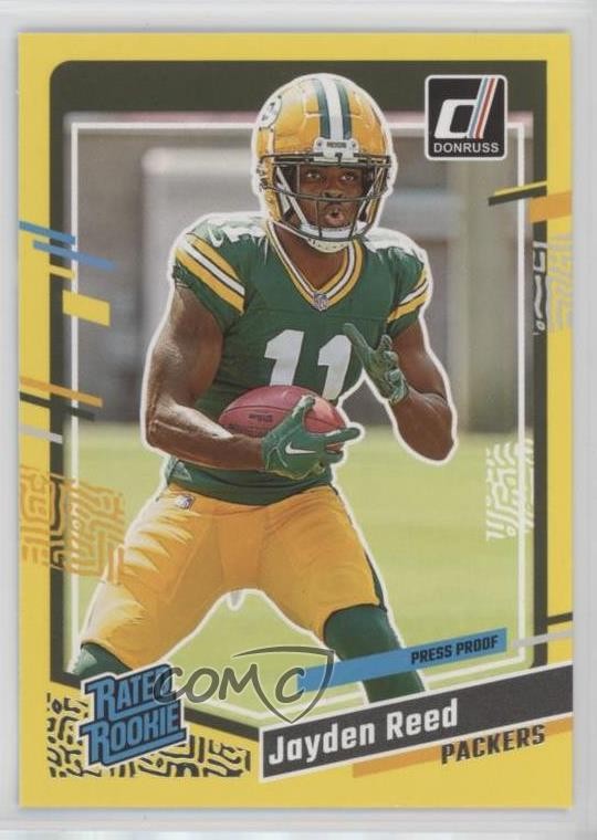2023 Panini Donruss Rated Rookie Press Proof Yellow Jayden Reed #334 17j1