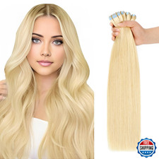 JESSBO 18" Bleach Blonde Remy Tape In Human Hair Extensions 20pcs 40g