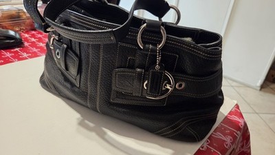 Coach vintage Hampton blk pebbled leather satchel w/silver tone hardware 2004