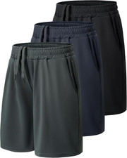 3 Pack Athletic Basketball Boys Shorts - Teen Black Soccer Running Baseball Quic