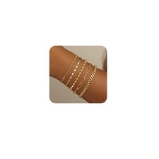 Gold Bracelets for Women Trendy, 5pcs Dainty Stackable Bracelets for Women Water