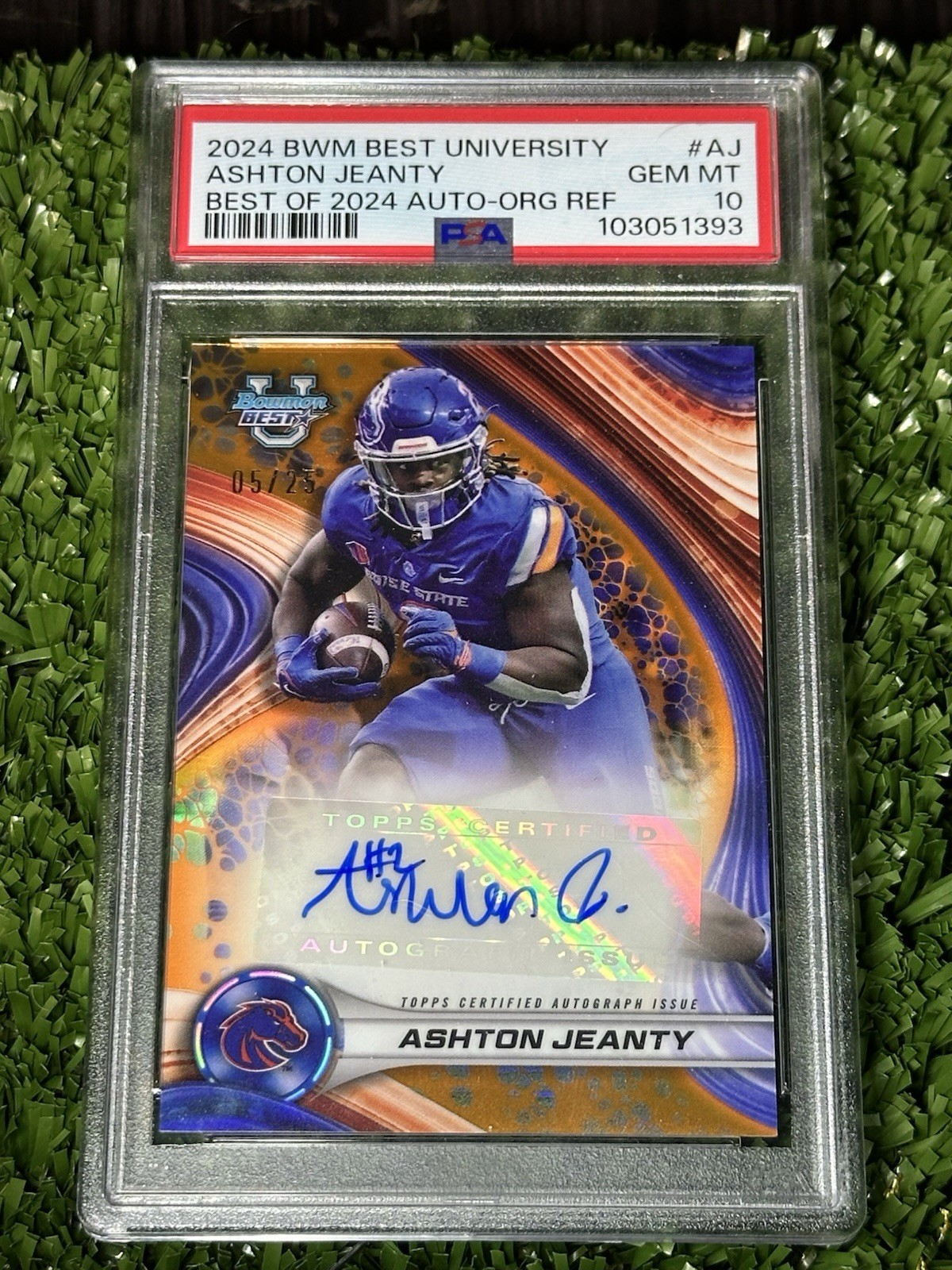2024 BOWMAN BEST UNIVERSITY ASHTON JEANTY 5/25 BEST OF 2024 AUTO ORANGE PSA 10