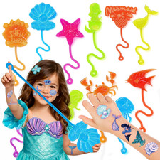 48 PCS Mermaid Party Favors - 24 PCS Temporary Tattoos  24 PCS Stick Hands