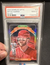 Panini 2020 Donruss Optic Bryce Harper Black Prizm NUMBERED 1/25 Phillies PSA 10