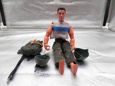 G I Joe with Backpack and Two Helmets-12 Inches-VGC-Free Shipping
