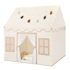 Kids Play Tent Indoor: with Mat, Tassel Garland, Star Lights - Toddler Girl T...