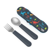 Kids Stainless Steel Utensil Set - Reusable Fork, Spoon  Storage Case - High...