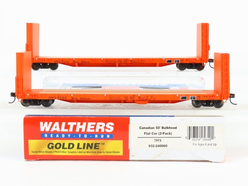 HO Walthers Gold Line 932-240060 TPFX Mampara Norteamericana Coche Plano Paquete de 2 | Condition: Used