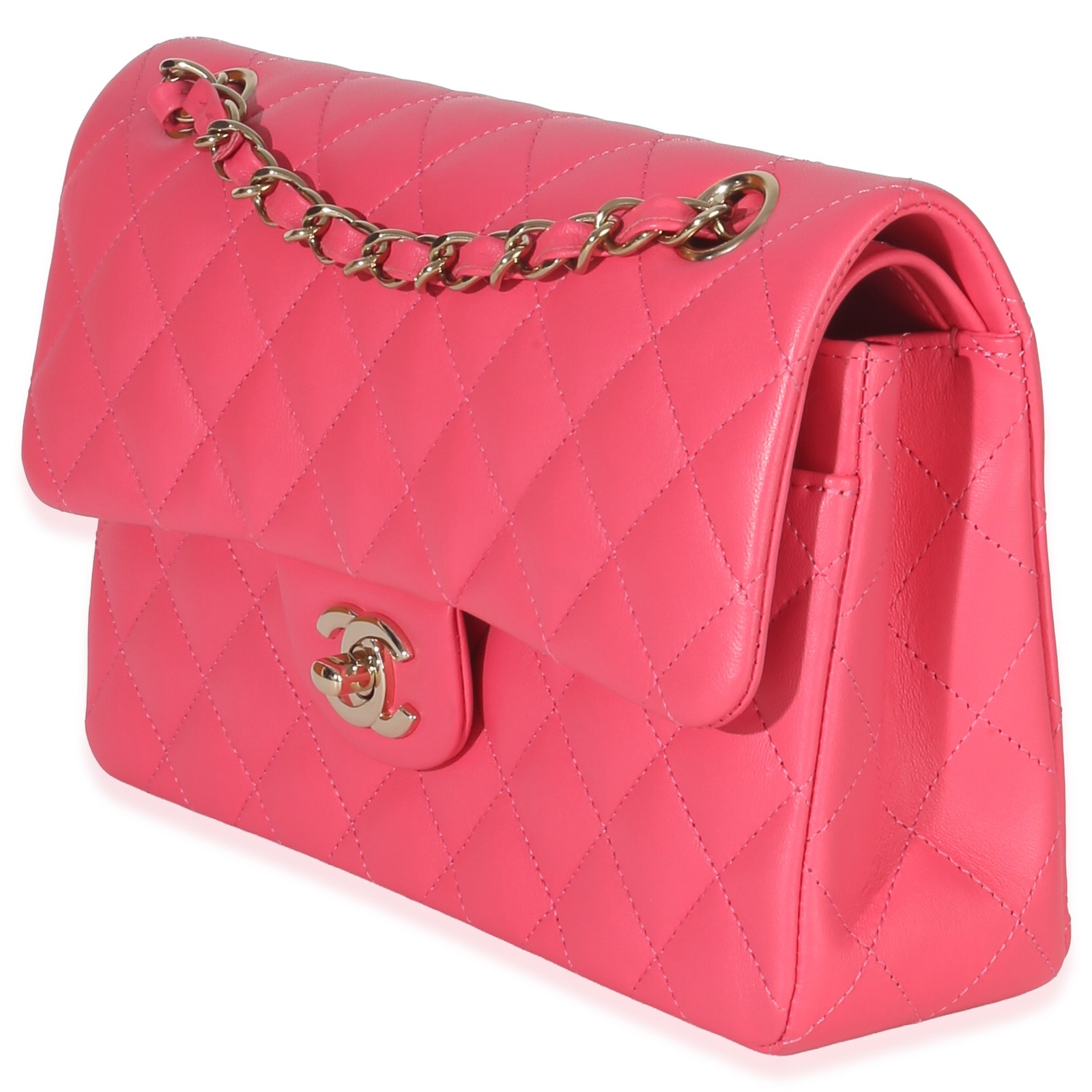 Chanel Pink Quilted Lambskin Small Classic Double Flap Bag image 4
