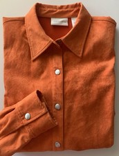 Liz Claiborne Orange  Suede Button Front Shirt Jacket  Size L