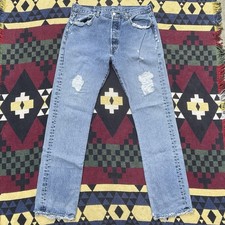 Distressed Vintage 90s Levi's 501 XX W34L34 Straight Leg Fit Jeans Made In USA