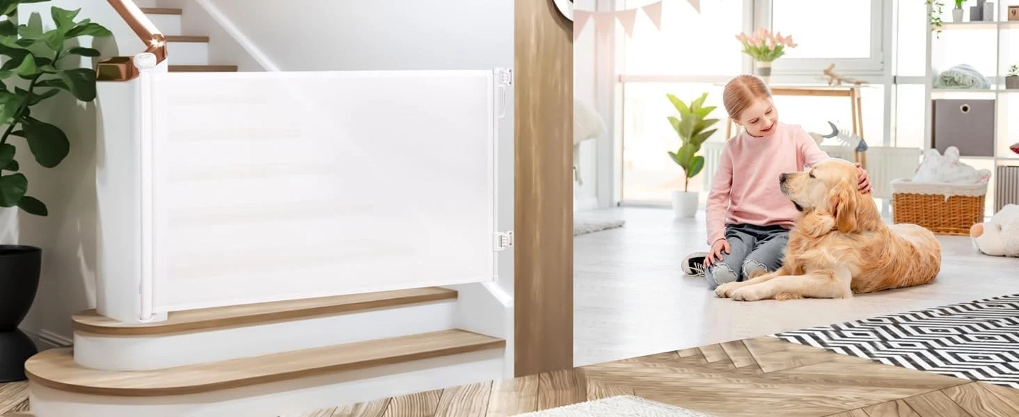 Retractable Gate for Doorways and Stairs, Mesh Safety Gate 33" x 55"
Opens in a new window or tab