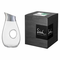 Eisch Krug Puro Mit Durchgriff, No Drop, Wasserkrug, Kristallglas, Silber 0.75 L