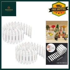 Charming Mini Wooden Picket Fence Decor, Flexible White Landscape Border 2 Pa...