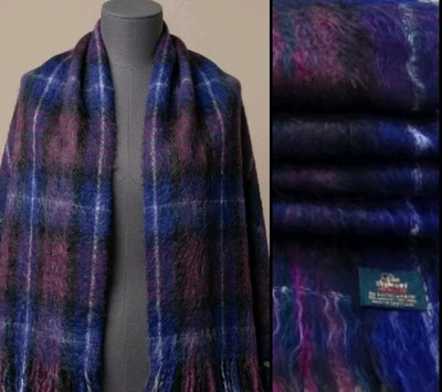 Vtg 70's Glen Stewart Mohair Scarf by Lochcarron of Scotland Mohair Wool 72''×19''