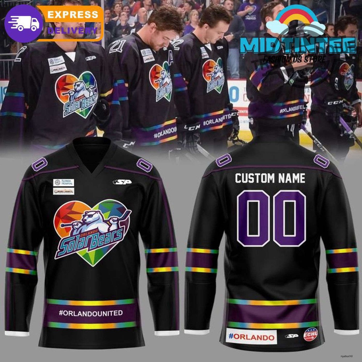 Personalized Orlando Solar Bears Happy Pride Night 2025 Hockey