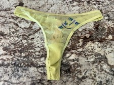 True Vintage Victoria Secret Mesh Thong Yellow Dragonfly Size Medium