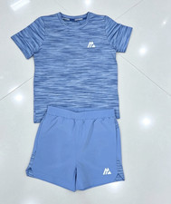 Montirex Boys Striped 2-Piece T-Shirt & Shorts Set Blue 2-3Y Jersey