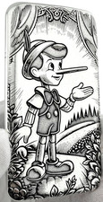10 ozt 999 Fine Silver Art Bar- PINOCCHIO - ADAMO TECHNE - Limited Edition 102.40 per troy oz
