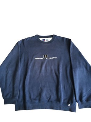 Vintage Y2K 90s 2000s Russell Athletic Basic Sweater Gr L Navy Blau