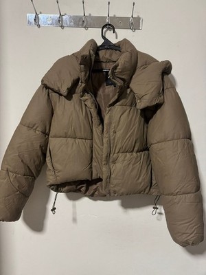 Zara Women's Winter Hooded Puffer Beige Jacket  Medium size  New Condition