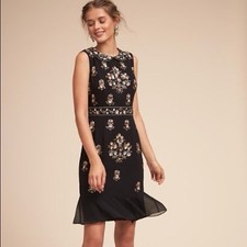 BHLDN Petra Dress Black Embellished Sequin Bridal Wedding Prom Size 8 Anthro