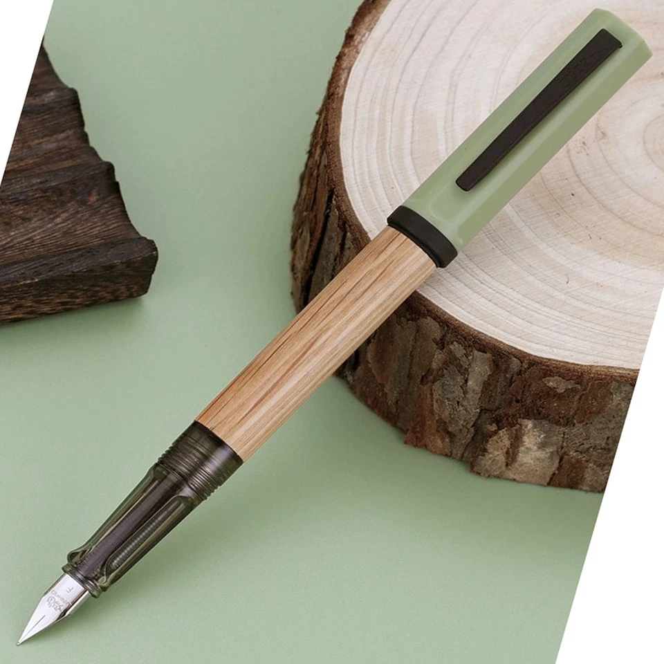 Pluma Estilográfica Jinhao 58 2025 Madera de Roble Tapa de Tornillo Tamaño Grande 4 Colores 3 Plumillas Foto 4 de 4