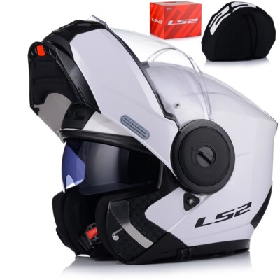 Motorradhelm | LS2 FF902 SCOPE II P/J | Klapphelm Weiß Glanz + Sonnenblende