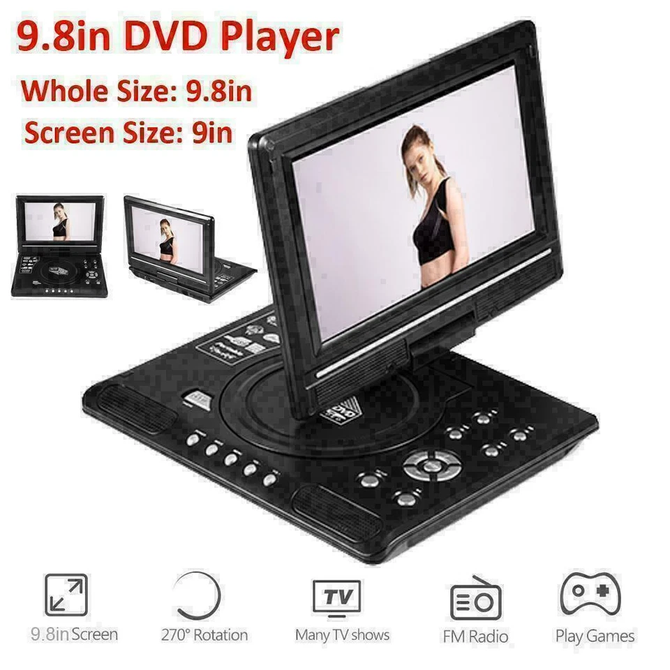 7.8'' 9.8'' 13.9'' Portable DVD Player USB 16:9 LCD Widescreen HD CD TV Player - Image 3 of 4