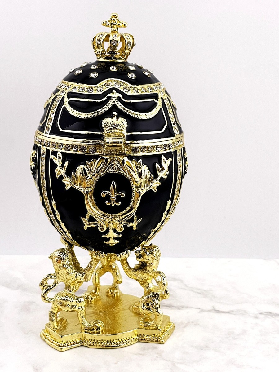 Designer Faberge egg Imperial Pure Gold Decor Globe Faberge
