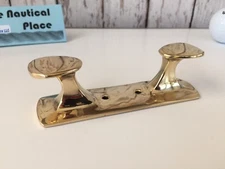 Brass Double Hook Cleat - Nautical Marine Boat Dock Chock - Hanger Handle 