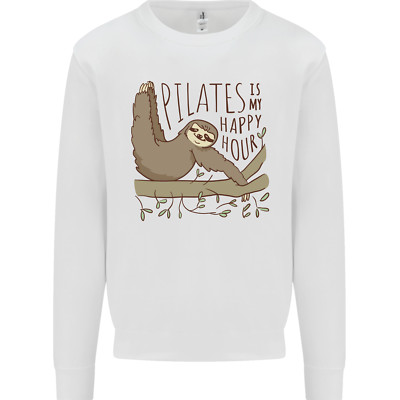 Pilates My Happy Hour lustiges Yoga Faultier Kinder Sweatshirt Pullover