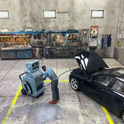 1/43 garage diorama car engine diagnostic machine