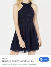 Speechless Navy Sequin & Lace Prom /occasion Dress