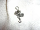 pendant NECKLACE charm 1.75" LONG dragon serpent stainless steel