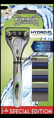 Wilkinson Sword Hydro 5 Sensitive,  4Klingen mit Gratis Nass-Rasierer