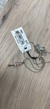 Cookie Lee Girl's Necklace Silvertone Pink Ballet Charm 14" NEW