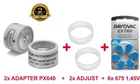 2 PX640 Battery Converter Adapters + 2 Adjusters + 6 Batteries 675