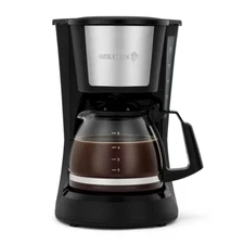 5-Cup Black Drip Coffee Maker with Removable Conical Permanent Filter