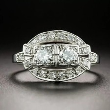 0.70Ct White Round Cut CZ Antique Style Engagement Wedding Ring Solid 925 Silver