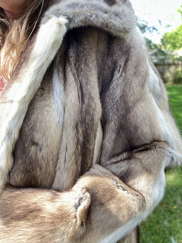 VTG MCM NORELL Natural Cross Fur Car Length Swing Coat Jacket Mink Sheared Med - Picture 12 of 20