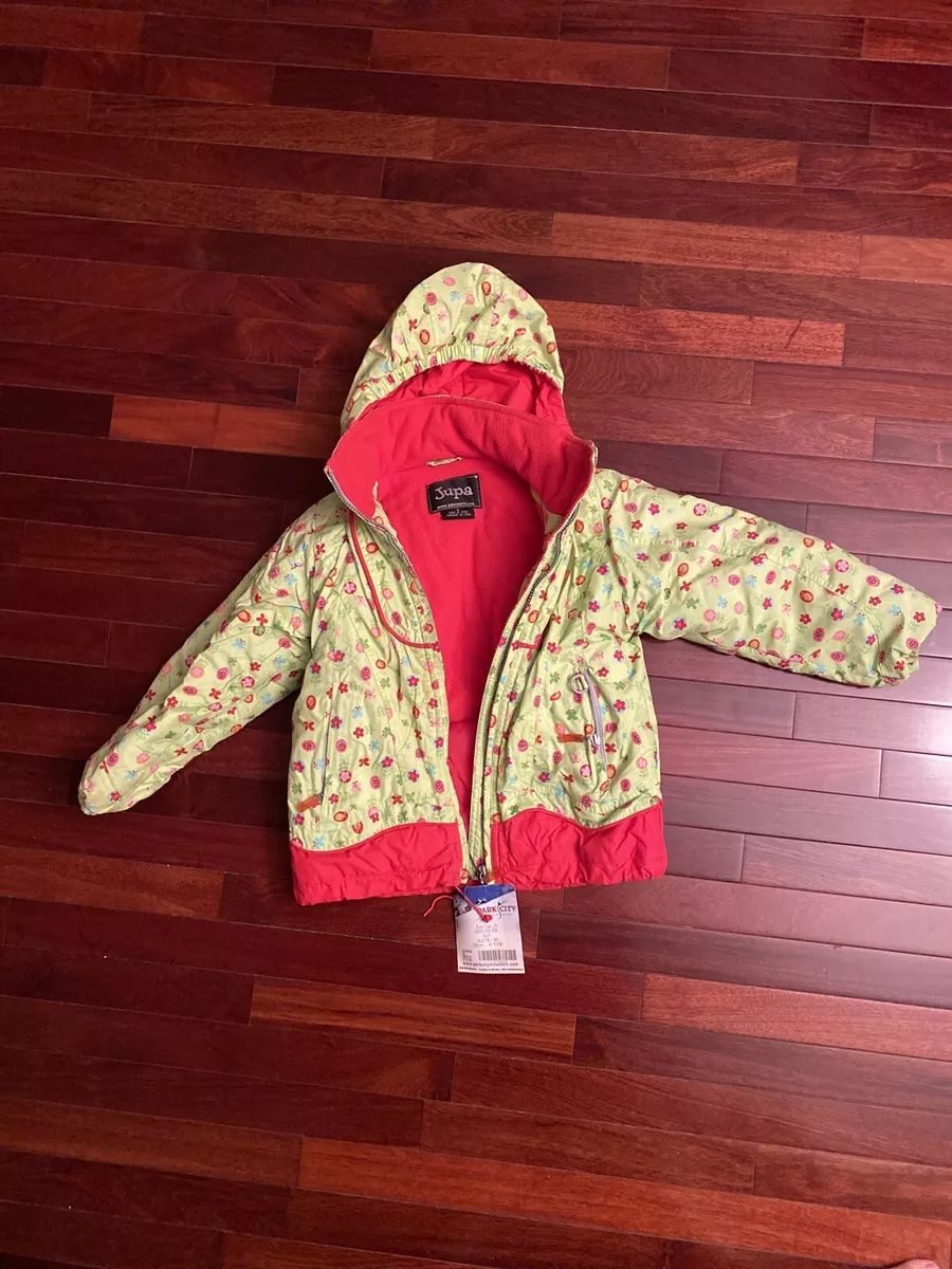 Jupa Ski Snowboard Youth Girls Green Flowers Butterflies Jacket removable Hood