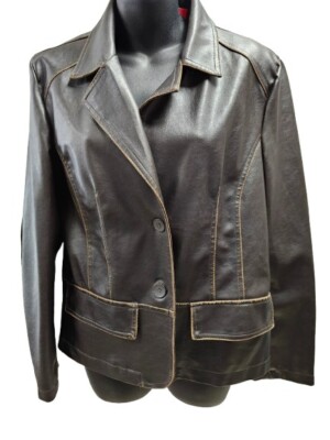 RVT Faux Leather Coat Jacket Medium Vintage Aged look