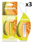 3 x Areon Liquid 5ml. Melon Car Aroma Perfume Tree Air Freshener Fragrance Scent