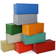 9pcs Different Colored O Scale 20ft Blank Shipping Container 20' Cargo Box