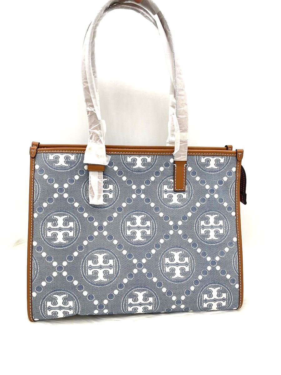 AUTH NWT Tory Burch T Monogram Logo Denim Small Tote Shopper AUTH NWT Tory Burch T Monogram Logo Denim Small Tote Shopper