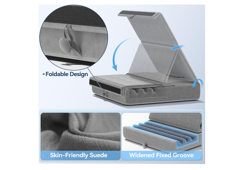 KDD Tablet Pillow Holder, Foldable iPad Stand for Lap, Bed and Desk - Grey - 第 4/8 張圖片