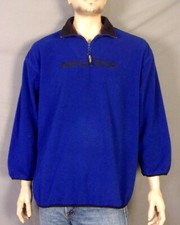 vintage 90s euc Nautica 1/4 Zip Blue Fleece Shirt Sweatshirt Jacket Pullover M