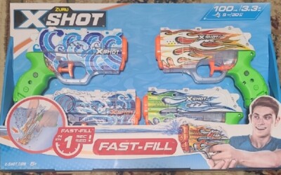 Set Of 4 ZURU X Shot Skins Fast Fill Water Toy Guns  Blasters 3.3fl Oz 30ft